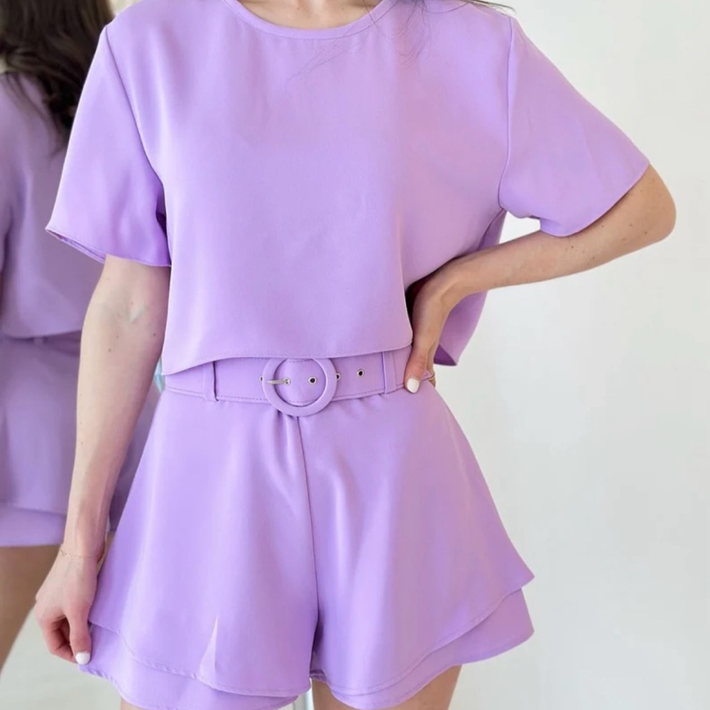 Lavender Brown Lilac Ada Shorts Two-Piece Set XS NWT